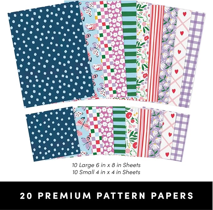 PAPERAGE Junk Journal & Scrapbook Kit, Hardcover Blank Journal Notebook, 20 Patterned Papers, 8 Sticker Sheets, 20 Die-Cut Shapes, 2 Washi Tapes & Tape Roller, Creative Journaling Supplies - Green
