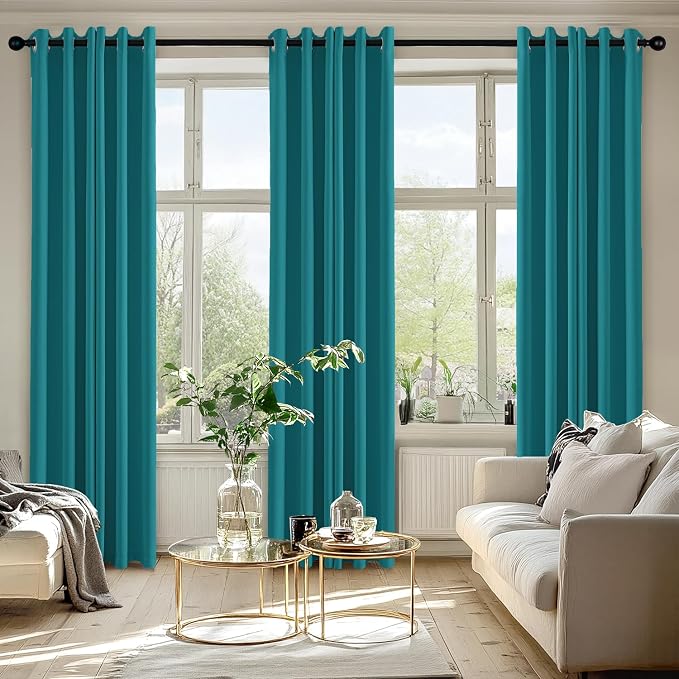 MIULEE Blackout Curtains for Bedroom Living Room 2 Panels, Thermal Insulated Room Darkening Drapes Grommet Noise Reducing Light Blocking Window Treatments 84 Inches Long 40x84 Inch Teal