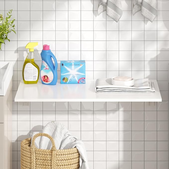 Need Small Fold Down Table Wall Mounted Heavy Duty Small Folding Wall Table Length 30 inches Width 20 inches Perfect Addition to Laundry Room/Home Bar/Kitchen & Dining Room AC15DW(7650)