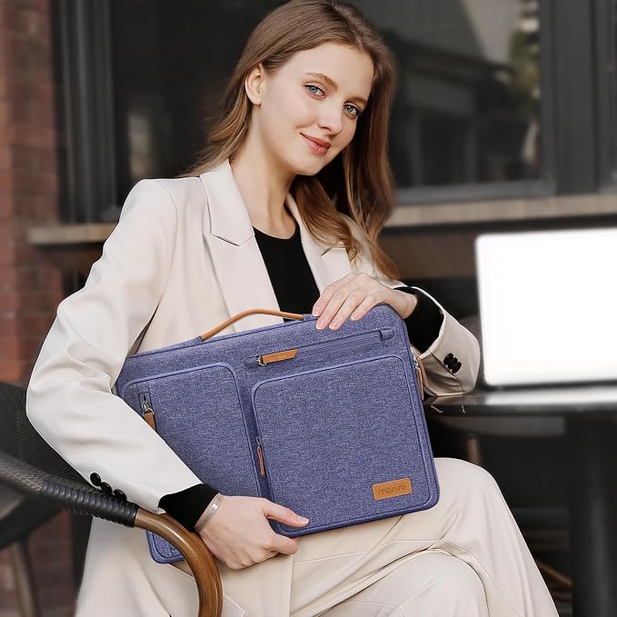 MOSISO 360 Protective Laptop Case 13.3 inch, 13-13.3 inch Laptop Sleeve Compatible with MacBook Air/Pro 13 / Pro 14,HP Dell Acer ASUS,Side Open Carrying Case with 4 Zipper Pockets&Handle,Purple Orchid