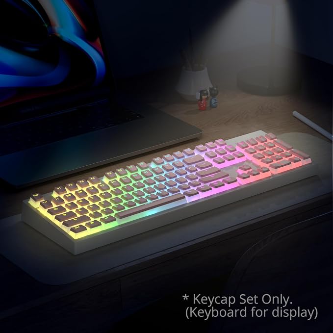 Guffercty kred 117-Key Pink Pudding Keycaps, OEM Profile PBT Anti-Wear Translucent Backlight for Mechanical Keyboard(Pink Pudding)