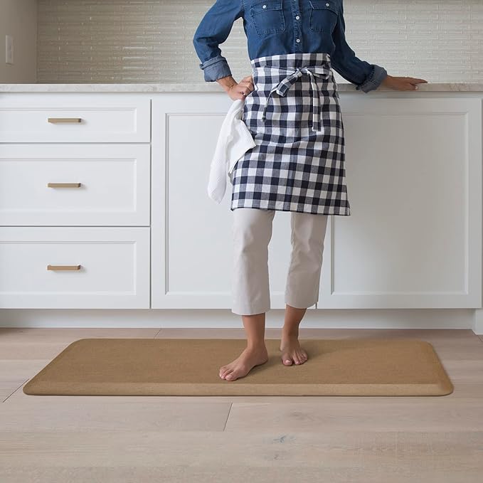 NewLife by GelPro Anti-Fatigue Designer Comfort Kitchen Floor Mat, 20" x48”, Grasscloth Khaki Stain Resistant Surface with 3/4” Thick Ergo-Foam Core for Health and Wellness