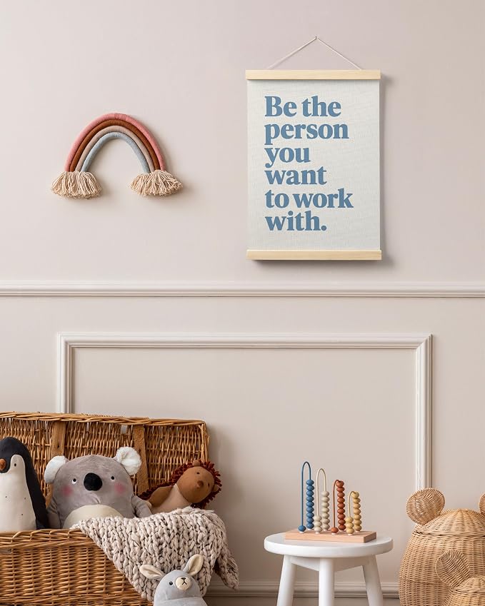 FGFK Be the Person You Want to Work with Inspirational office Framed hanging Canvas wall art Poster Prints decor for women,Trendy Blue Motivational posters office decorations for work,12x16 Inch