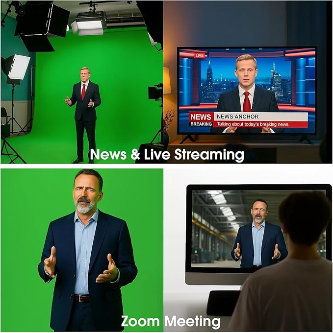 CPLIRIS 10x20ft Green Screen Backdrop for Photography, Dual-Size Dual-Pocket Design Chromakey Background for Photoshoot, Game Steaming, Zoom Meeting with Both Options of 10 ft and 20 ft in Width