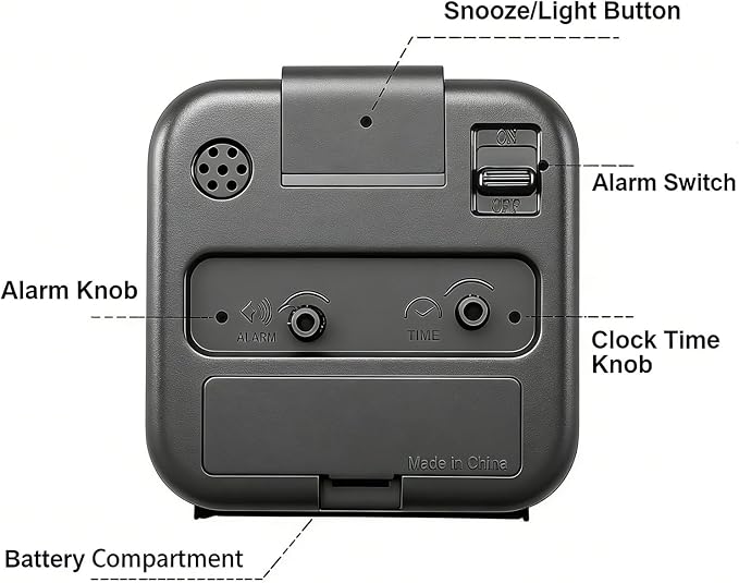Analog Alarm Clock, Silent No Ticking Battery Operated Travel Alarm Clock with Night Light, Snooze, Loud Alarm, Luminous, Quiet Small Desk Clock for Bedrooms Deep Sleeper Adults Kids, Easy Set