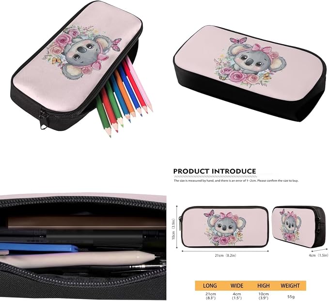 Ystardream Sweet Koala School Bag for Girls Cute Cartoon Backpack with Lunch Box Pencil Case Water Bottle Sleeve 4 in 1 Set for Elementary School Students Back Packs with Side Pockets,17 Inch