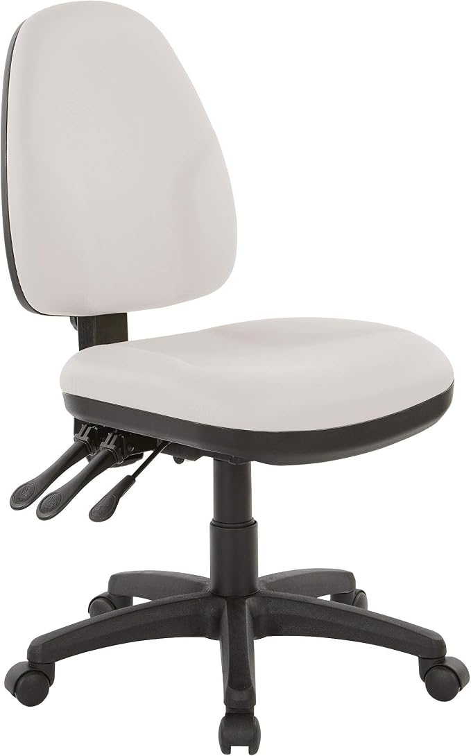 Office Star Ergonomic Dual Function Office Task Chair with Adjustable Padded Back and Built-in Lumbar Support, Armless, Dillon Buff Fabric