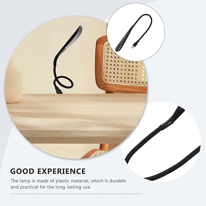 USB Reading Lamp Portable Eye-Care Night Light with Flexible Gooseneck Dimming USB Desk Lamp for Bedroom Dorm Office Plastic Study Light
