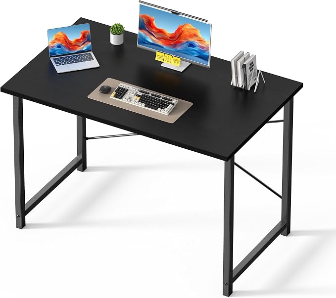OLIXIS 44 Inch Computer Office Desk for Small Spaces, Writing Gaming Work Desk Modern Study Table with Metal Frame Home Bedroom, Black