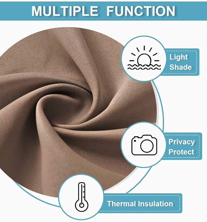 RYB HOME Room Divider Blackout Curtains for Patio Door, Portable Sliding Glass Door Drapes Sunlight & UV Proof Noise Reducing for Bedroom/Living Room/Kitchen/Gazebo, 100 x 84 inch, Cappuccino