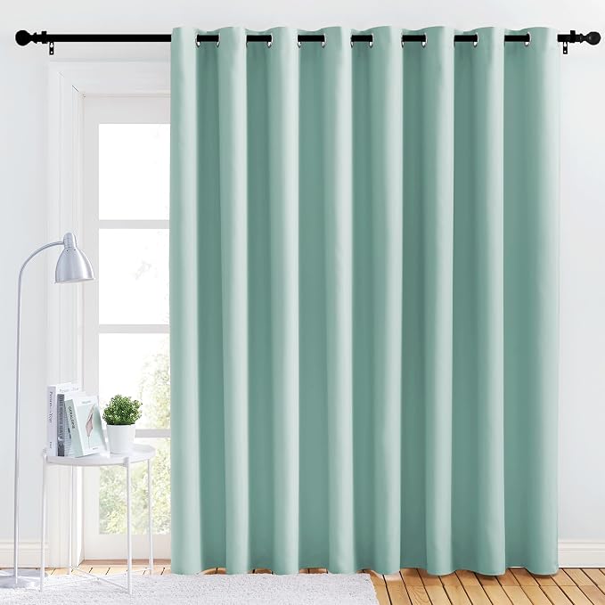 NICETOWN Lower Noise Room Divider Curtain Screen Partitions, Aqua Blue, 1 Panel, 84" Tall x 120" Wide, Blackout Sound Reducing Divider Room Drape for Doorway/Glass Window/Sliding Door/Patio