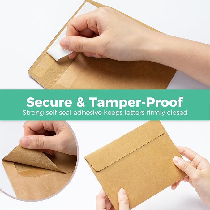 Ohuhu Blank Brown Kraft Cards and Envelopes 100 Pack - 4" x 6" Folded Cardstock Paper and A4 Envelopes for DIY Greeting Cards Wedding Birthday Invitations Baby Shower Thank You Notes and More