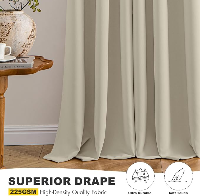 MIULEE Blackout Curtains for Bedroom Living Room 2 Panels, Thermal Insulated Room Darkening Drapes Grommet Noise Reducing Light Blocking Window Treatments 54 Inches Long 40x54 Inch Sand
