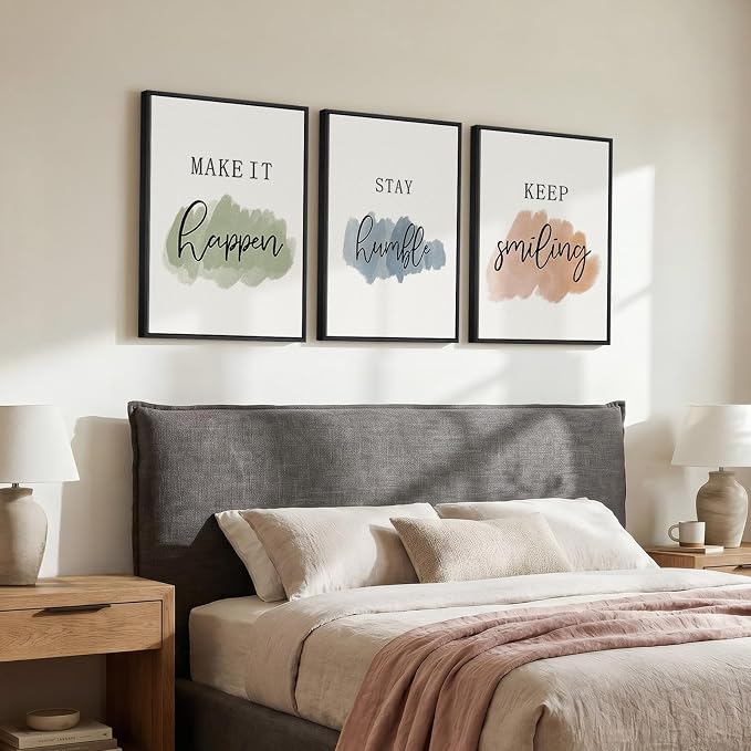 Framed Inspirational Wall Art for Office Decor, 3 Piece Modern Motivational Canvas Prints Paintings, Minimalist Colorful Positive Affirmations Pictures for Home Office Bedroom Gym Wall Decor, 16x24 In