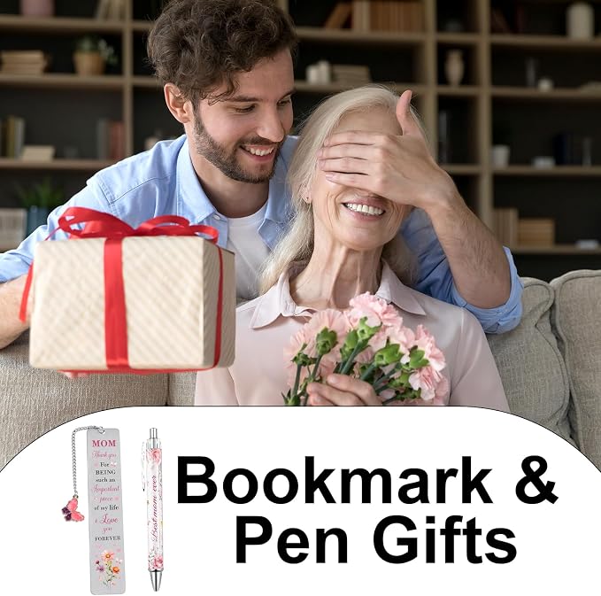 Mom Bookmark with Pen Gifts - Inspirational Mom Gifts for Mama Mother Stepmom, Encouraging Appreciation Mothers Day Retirement Thanksgiving Christmas Birthday Present from Daughter Son