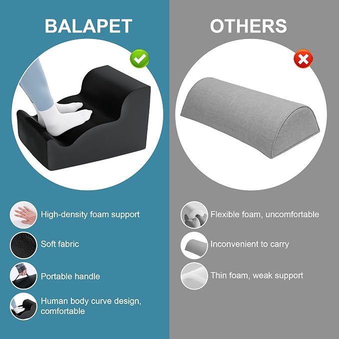 BALAPET Ergonomic Foot Rest Under Desk, Large Leg Rest for Desk with High Density Foam, Office Foot Stool for Chair, Multi-Use Leg Elevation Support Cushion for Work, Gaming, Sofa Relaxation(Black)