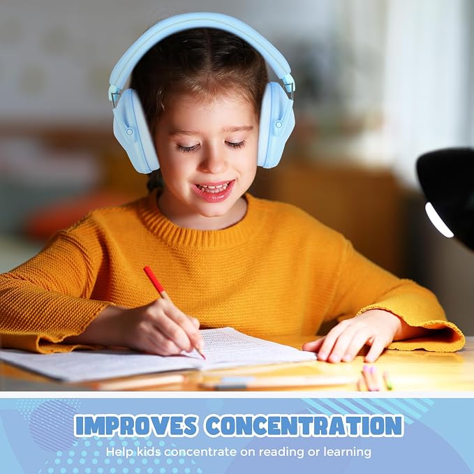 ProCase Kids Noise Cancelling Headphones, Kids Ear Protection Monster Jam Truck, Fireworks Hearing Protection Noise Reduction, Noise Canceling Earmuffs for Sensory Autism Toddler Children -Skyblue