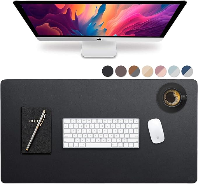 Vine Creations Leather Desk Mat Large 32" x 17", Desk Protector Mat, PU Leather Desk Pad, Large Mouse Pad, Desk Blotter, Desk Pads on Top of Desks, Desk Matt for Desktop, Office Desk Mat (Black)