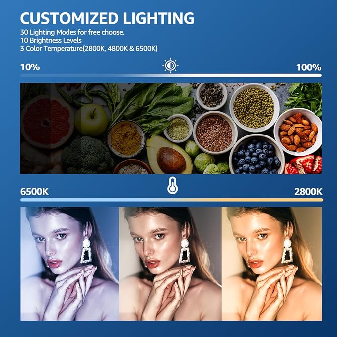 NiceVeedi LED Photography Lighting Kit, 2-Pack 8” Portable Video Light with 29" Adjustable Tripod Stand, 2800K-6500K Dimmable Softlight Studio Light for Zoom, Game Streaming, YouTube