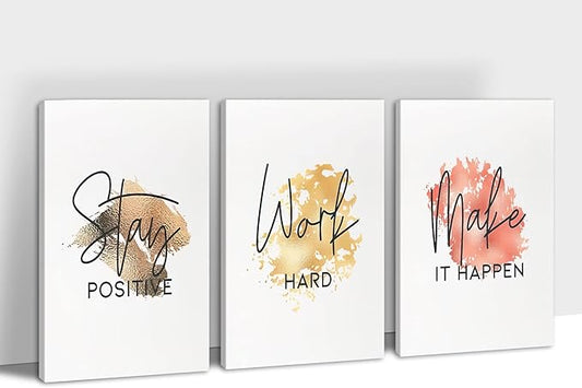 3 Piece Inspirational Wall Art, Stay Work Make Motivational Quotes Canvas Print for Men Women Room Decor, Office Wall Art Picture, Inspirational Poster Framed Artwork for Office Gym Decor 24”x36”x3Pcs