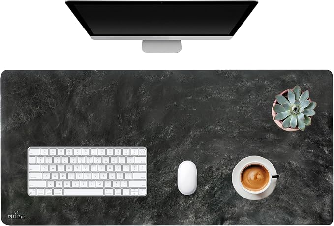 Premium Leather Desk Mat, Full Grain Leather Desk Pad Protector & Desk Blotter, Waterproof Non-Slip Writing Surface for Keyboard, Mouse & Laptop, Desk Pad for Home & Office (Onix, Large)