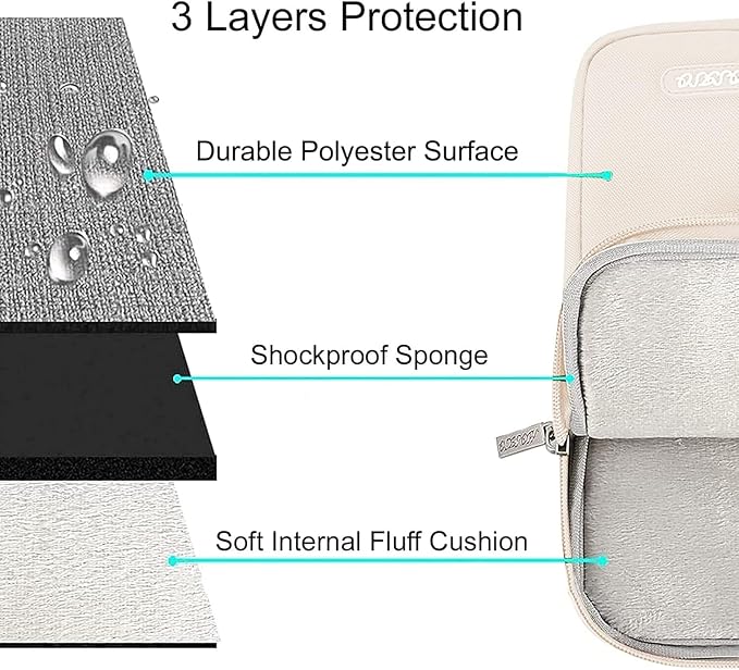 MOSISO Laptop Case 14 inch, 14 inch Laptop Sleeve Compatible with HP Lenovo Dell ASUS Acer, HP Stream, Dell Latitude, Lenovo IdeaPad, Polyester Vertical Computer Sleeve Bag with Pocket, Sand
