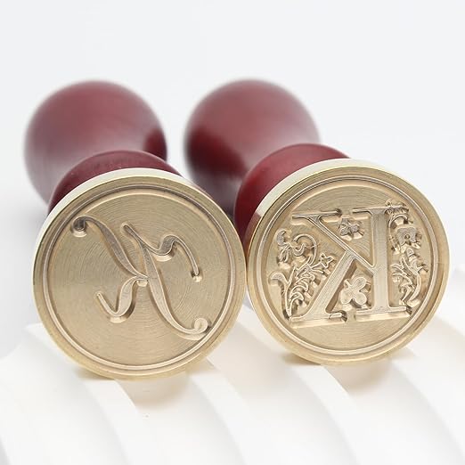Letter Wax Seal Stamp Kit, Andotopee Wax Seal Kit Initial Alphabet K Sealing Wax Stamp Head 2pcs, Vintage Monogram Wax Stamp Seal Kit with 200pcs Assorted Wax Seal Beads, Wax Seal Spoon, Wax Seal Pen