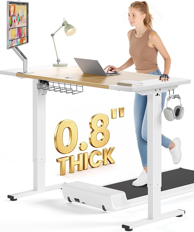 SIAGO Electric Standing Desk Adjustable - 55 x 24 Inch Sit Stand up Desk with 0.8 Inch Thick Tabletop - Adjustable Height Table with 3 Memory Preset, Cable Management for Home Office