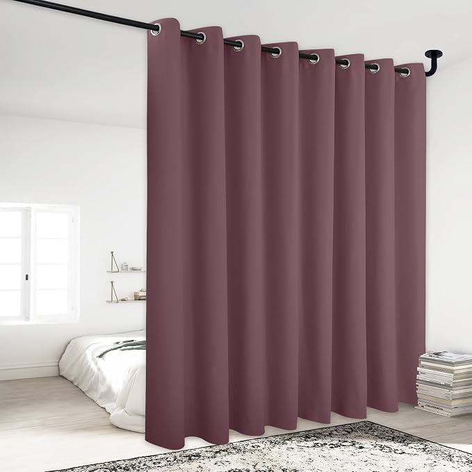 NICETOWN Lower Noise Room Divider Curtain Screen Partitions, Dry Rose, 1 Panel, 84" Tall x 120" Wide, Blackout Sound Reducing Divider Room Curtain Panel for Doorway/Glass Window/Sliding Door/Patio