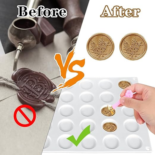 Wax Seal Kit for Wax Seal Stamp, 30-Cavity Wax Seal Mold and 360 Pcs Double Sided Adhesive Wax Seal Stickers for DIY Craft