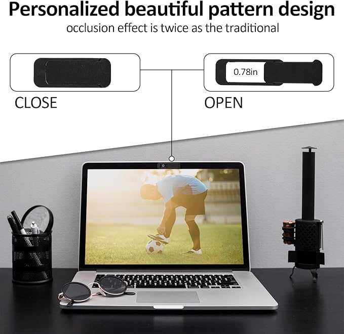 4Pcs Camera Cover Laptop, Webcam Cover Slide for Privacy Safe Suitable for Computer Mobile Phones Laptops Tablets - Black
