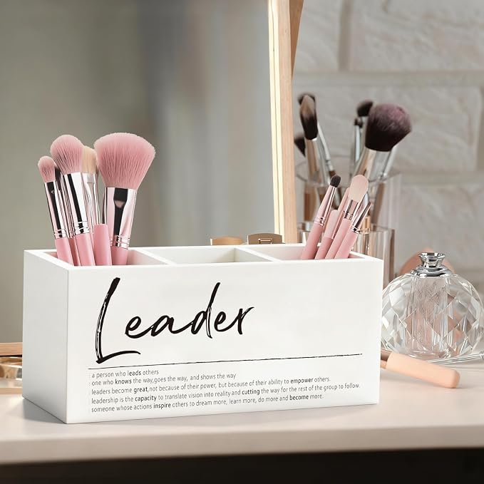 Leadership Gifts Pen Pencil Holder for Leaders Boss Manager | Thank You Appreciation Wood Desk Organizer and Accessories for Office Tabletop