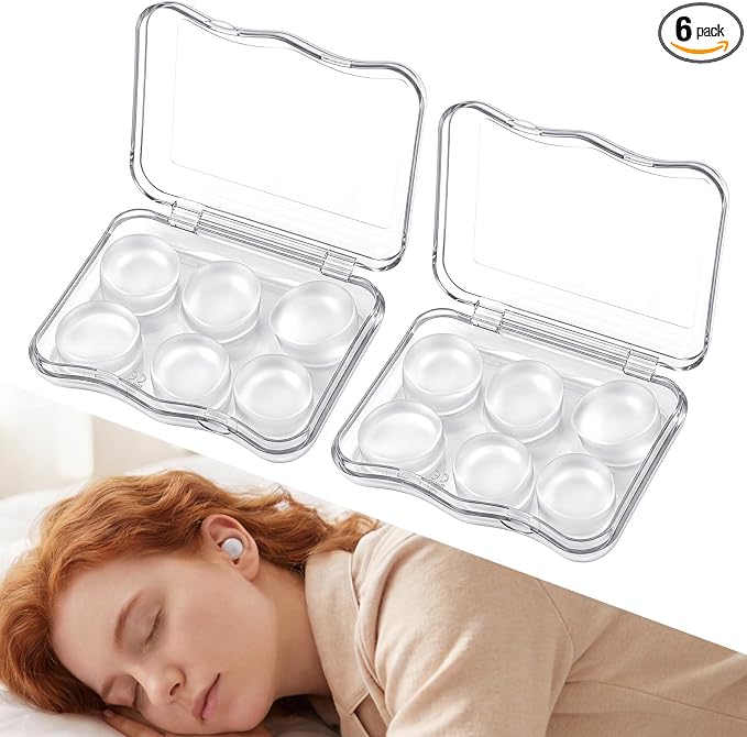 12 Pcs Moldable Silicone Ear Plugs Soft Transparent Earplugs Noise Reduction Earplugs Reusable Noise Cancelling EarPlug for Sleeping Snoring Travel Concerts Work Study Airplanes