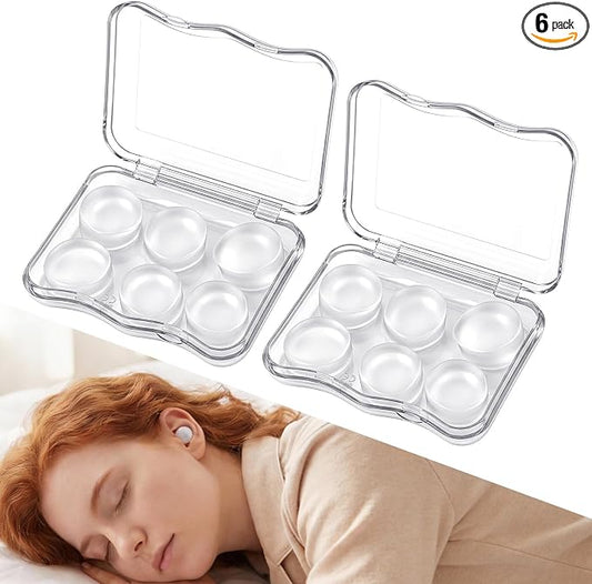12 Pcs Moldable Silicone Ear Plugs Soft Transparent Earplugs Noise Reduction Earplugs Reusable Noise Cancelling EarPlug for Sleeping Snoring Travel Concerts Work Study Airplanes