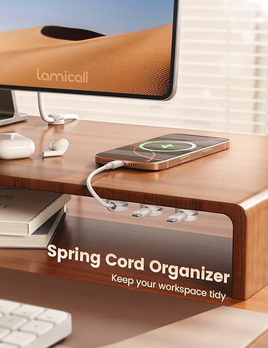 Lamicall 6 Pack Cable Management Clips, 1s Lock Spring Compact Cord Holder | 8mm Slot, Smaller, Space Saving, Nightstand Phone Charging Cord Holder, Adhesive Wire Organizer, Desk Office Accessories