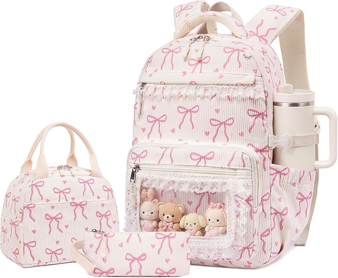 LEDAOU Backpack for Girls School Bag Kids Bookbag Teen Backpack Set Daypack with Lunch Bag and Pencil Case | Kids