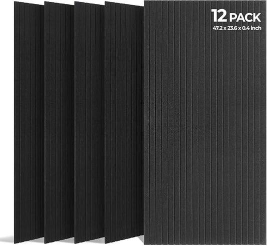 SODOCT 12 Pack Large Acoustic Panels, 47.2" X 23.6" X 0.4" Sound Proof Panels for Walls, High Density Sound Absorbing Panels for Home Studio & Office, Black