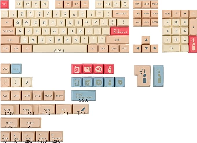 Fogruaden PBT Keycaps 139 Keys Soymilk Keycap Set Dye-Sublimation Custom Keycaps XDA Profile Cute Keycap for Mechanical Keyboard