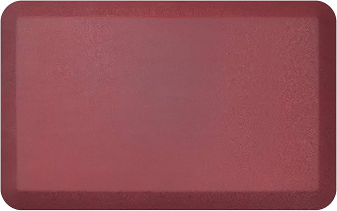 NewLife by GelPro Anti-Fatigue Designer Comfort Kitchen Floor Mat, 20" x32”, Leather Grain Cranberry