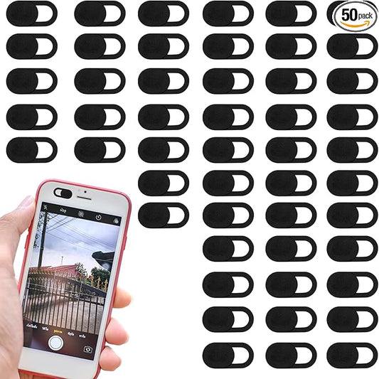 50 PCS Webcam Cover Slide, 0.023 Inch Ultra-Thin Universal Web Camera Cover for Laptop, Computer, Phone–Secure Privacy with Smooth-Sliding Camera Cover(Black)