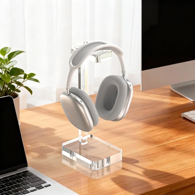 Headphone Stand Headset Holder for Desk, Solid Christal-Clear Acrylic with Stable Base Earphone Hanger for Gaming Room Office Accessories
