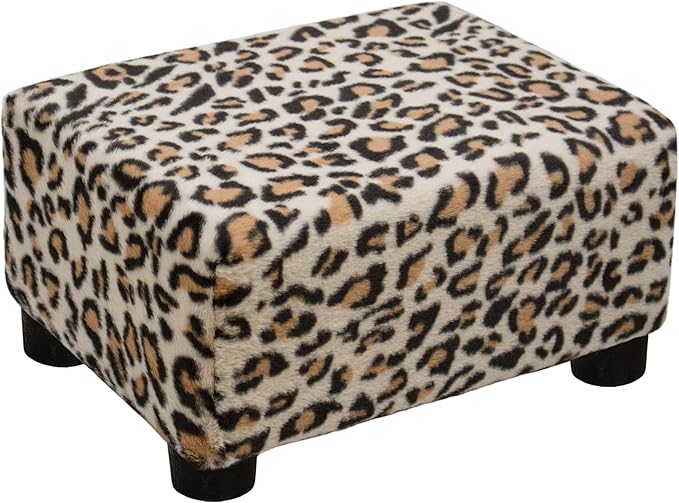 CAROLMADE Small Foot Stool Ottoman Footstool with Legs Under Desk Footrest for Living Room Bedroom and Office, Faux Fur Beige