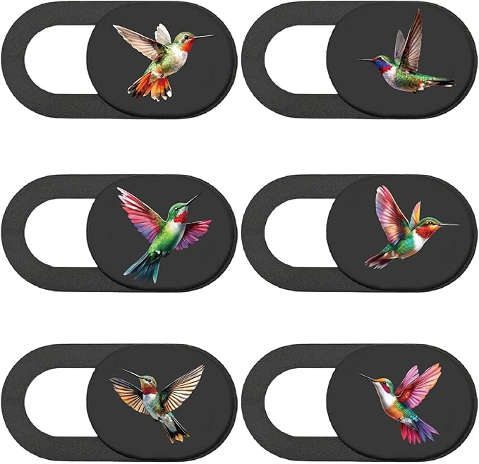 6Pcs 6 Styles Cute Camera Cover Slide Phone Privacy Camera Cover Hummingbird Design Webcam Protector for Laptop Desktop Computer Tablet Phone Notebook Mini PC Accessories Home Office Use