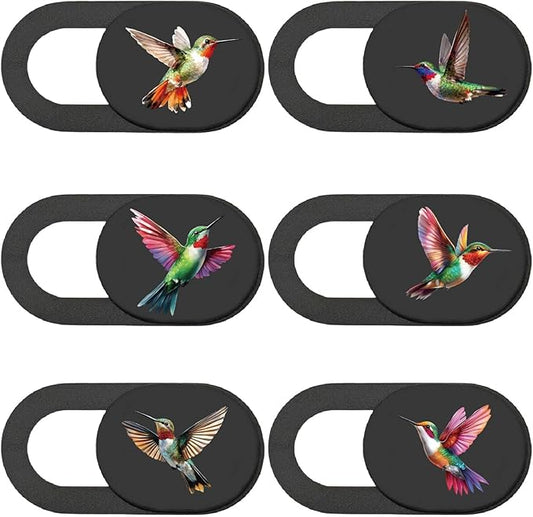 6Pcs 6 Styles Cute Camera Cover Slide Phone Privacy Camera Cover Hummingbird Design Webcam Protector for Laptop Desktop Computer Tablet Phone Notebook Mini PC Accessories Home Office Use