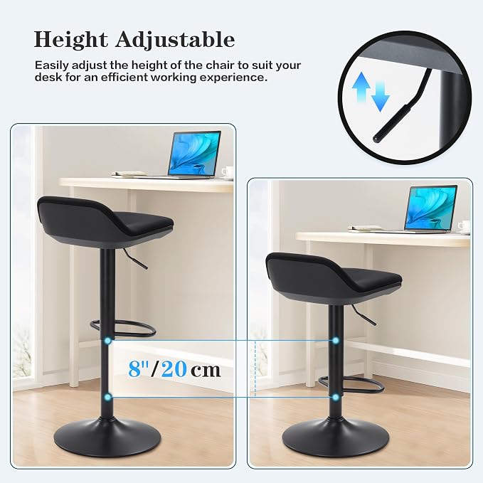 IWMH Standing Desk Stool, Adjustable Standing Desk Chair, Sit Stand Stool | Height Adjustable Sit Stand Desk Stool, Ergonomic 360° Swivel Leaning Stools with Footrest for Office Home (Black)