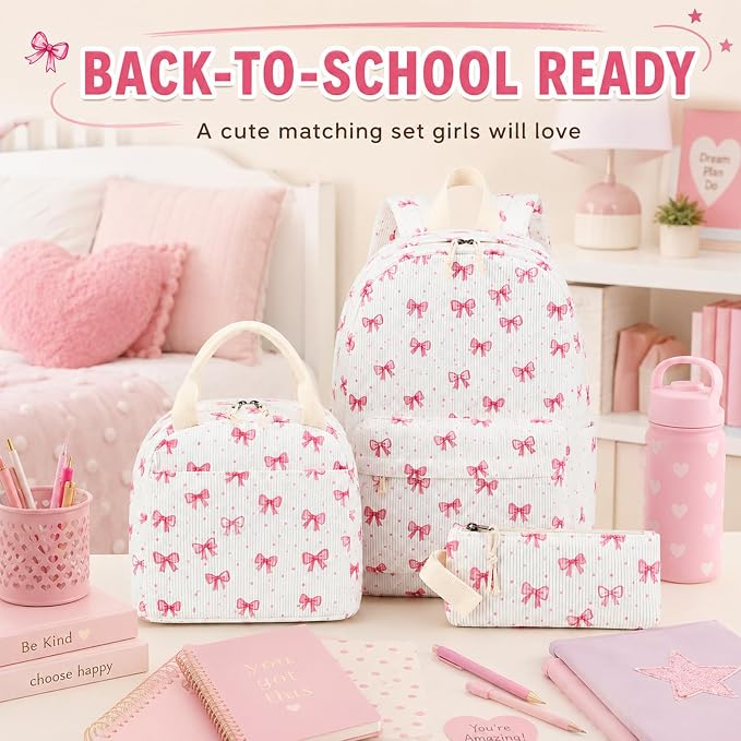 Bluboon School Backpack Set Girls Womens Laptop Bookbag Casual Daypack Fits 15 inch Laptop with Lunch Tote Bag and Pencil Bag