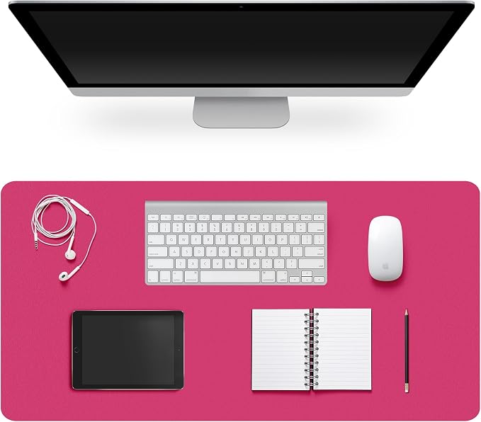 Leather Desk Pad Protector,Non-Slip Desk Pad,on-Slip PU Leather Large Mouse Pad,Easy Clean Desk Protecor Mat,Writing Pad for Office Work/Home/Decor(Rosepink, 35.4" x 17")