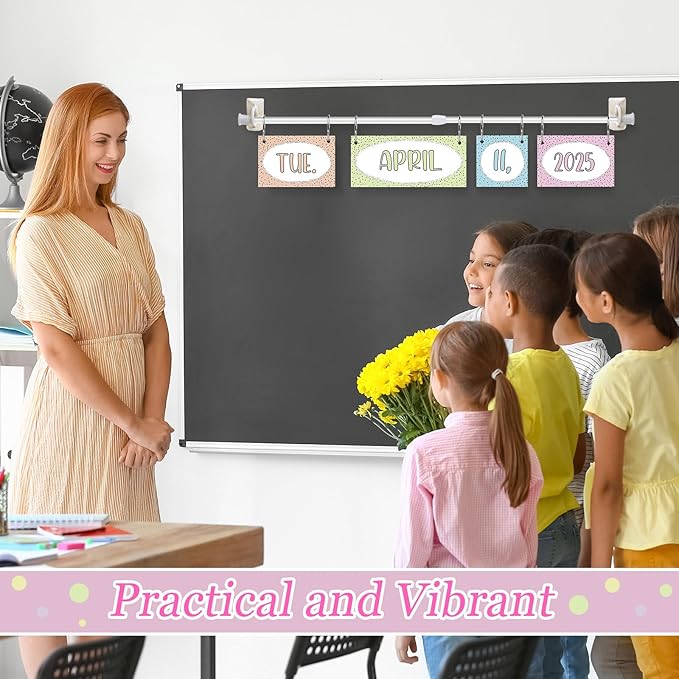 Pastel Flip Calendar Bulletin Board Set Colorful Pastel Flip Calendar with Adjustable Holder 54 Date Cards for Classroom Home Decor Back to School Supplies