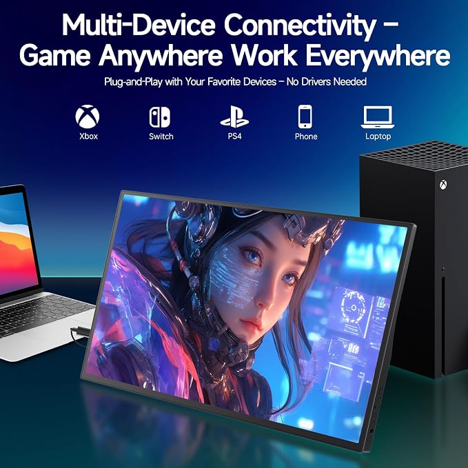 15.6" FHD 1080P Portable Monitor, Dual USB Type-C HDMI Laptop Screen Extender