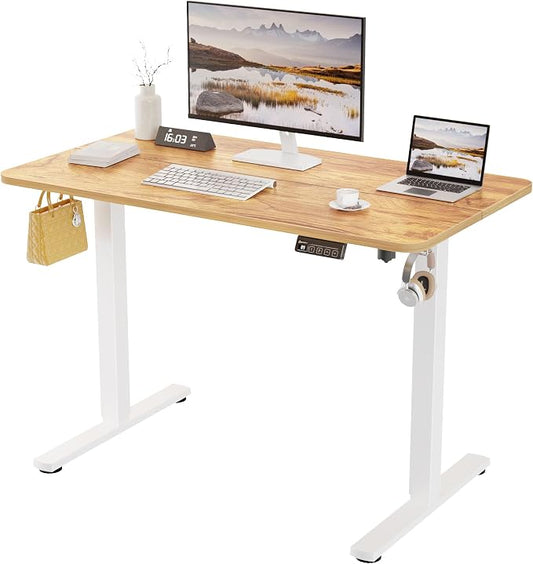 ERGOMAKER 43"x24" Standing Desk, Height Adjustable Sit-Stand Home Office | Electric Adjustable Standing Desk, Sit to Stand Computer Office Desk with Splice Board, Memory Preset, Lifts 28.7''-46.5"